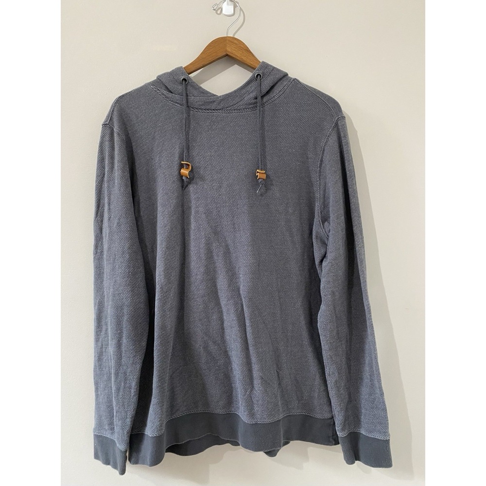 Bowen & Wright Sweatshirt Men XL Gray Long‎ Sleeve Leather Tab Drawstring Hoodie